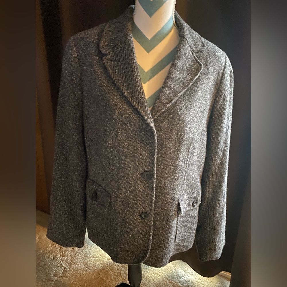 L.L. Bean  Wool / Silk Blazer Jacket Women’s XL Gray